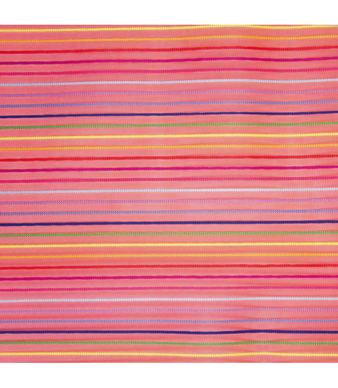 Tela Tejido de rejilla de rayas multicolor Coral - Agotado
