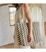 Tejido punto 100 % papel raffia Black & White - Agotado