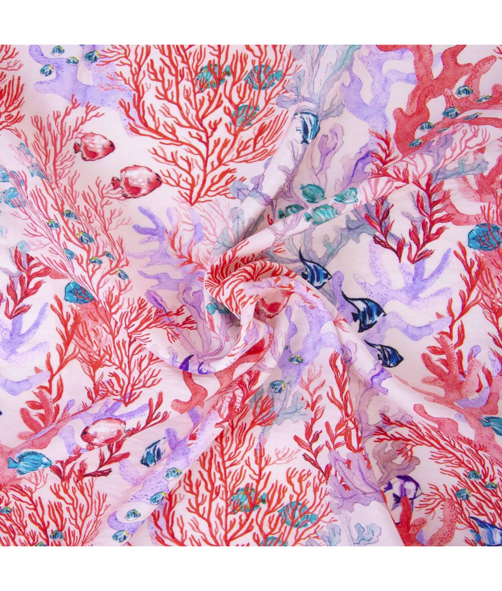 Tela de Rayon Red Seabed