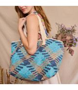 Tela Polipiel Diseño zigzag colores azules - Agotado