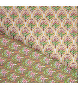 Tela Jacquard Brocada motivos Florales y toques dorados