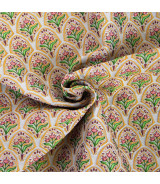 Tela Jacquard Brocada motivos Florales y toques dorados