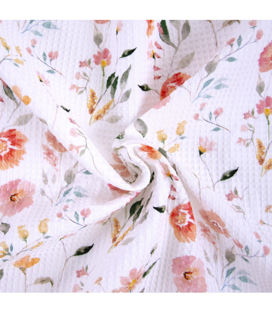 Tela Waffle estampado floral