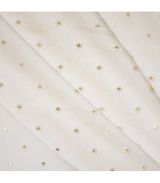 Tela de peluche suave con estrellas doradas