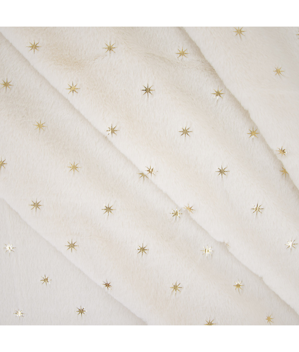 Tela de peluche suave con estrellas doradas