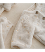 Tela de peluche suave con estrellas doradas