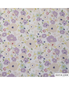 Popelín Light Print Lilac Flowers